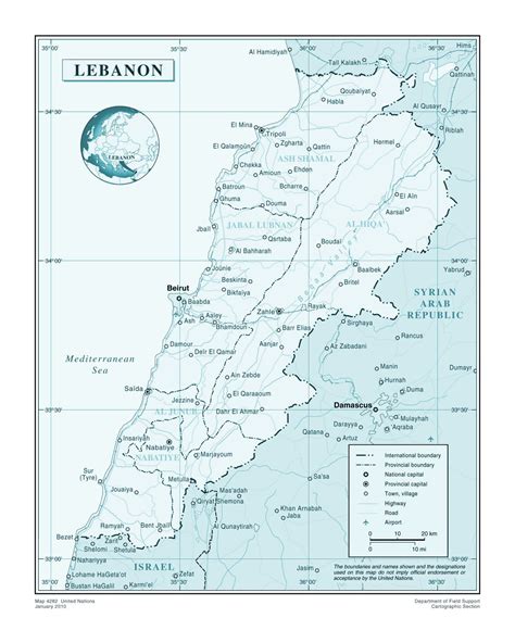 Large detailed political and administrative map of Lebanon with roads, major cities and airports ...