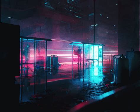 Download wallpaper 1280x1024 people, rain, street, neon, art standard 5 ...