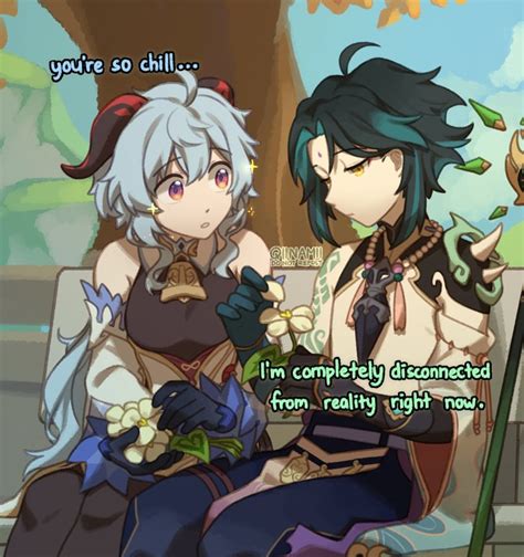 ganyu and xiao (genshin impact) drawn by qiinamii | Danbooru