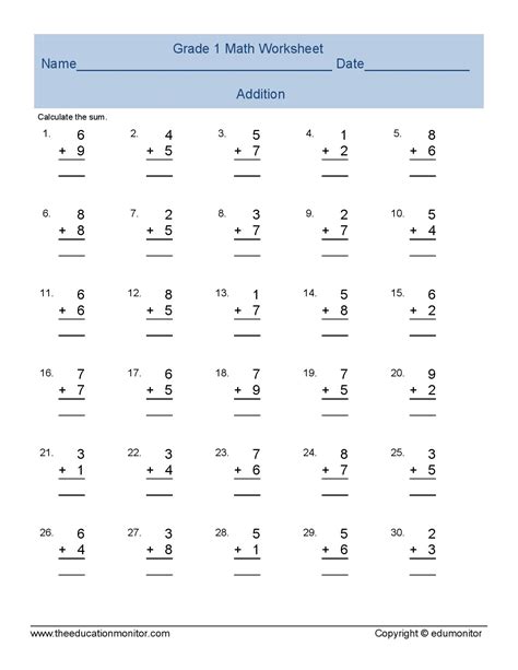 Image result for Free Printable First Grade Math Worksheets