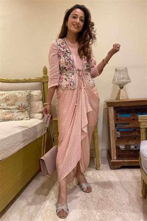 Pink Bandhini Print Drape Dress - Set of 2 – Thebumblebeeclothing ...