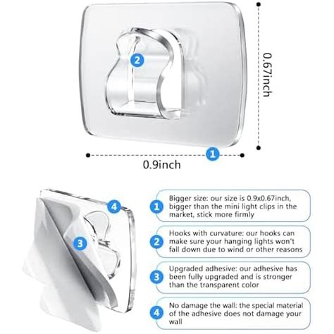 Etokfoks 100 Mini Light Clips with 110 Adhesive Strips Indoor Damage ...