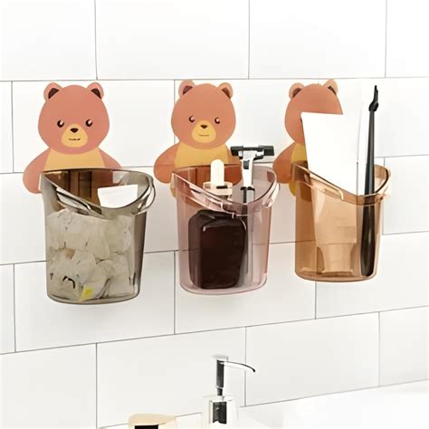 JIALTO Toothbrush Holder, Plastic Brush Holder 3 Pcs Set, Self Adhesive ...