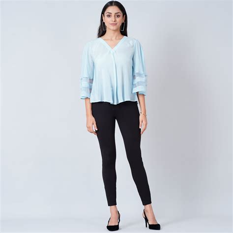 Light Blue Bell Sleeve Top – First Resort by Ramola Bachchan