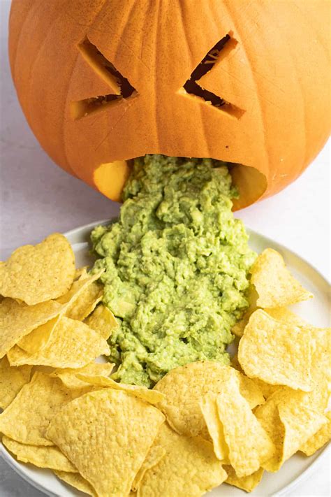 Puking Pumpkin with Guacamole "Vomit" - Easy Healthy Recipes