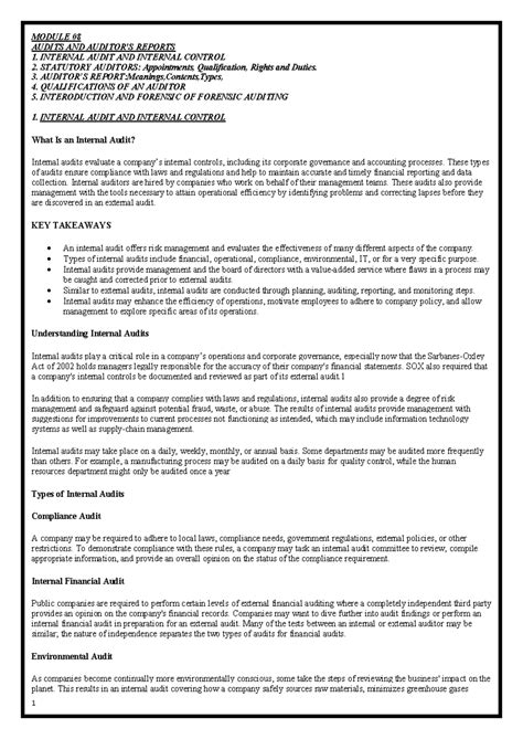 Module 08 - Audits and Auditor’s Reports - MODULE 08 AUDITS AND AUDITOR ...