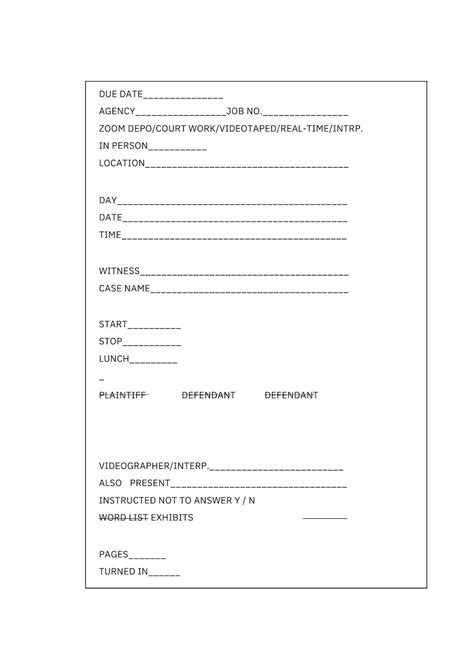 Stenographer/court Reporter Job Worksheet - Etsy