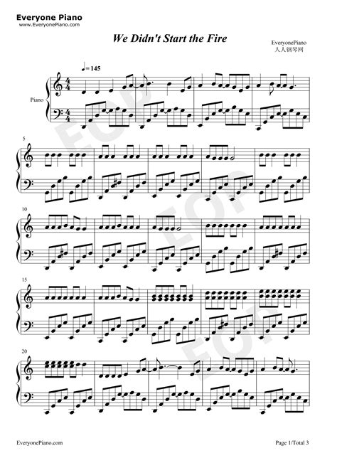 We Didnt Start the Fire-复仇者联盟4五线谱预览1-钢琴谱文件（五线谱、双手简谱、数字谱、Midi、PDF）免费下载