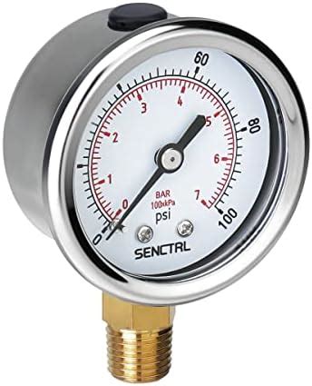 SENCTRL 100 Psi Lead-Free Pressure Gauge, 2" Dial, 1/4 NPT Lower Mount ...