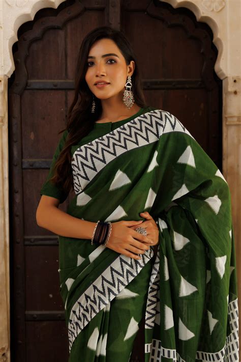 Savvy Green Traditional Jaipuri Printed Saree – Ragavi