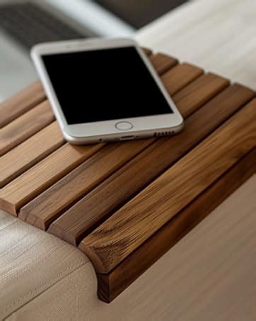 Encasa XO Rectangular Brown Wooden Tray for Sofa Armrest Serving ...