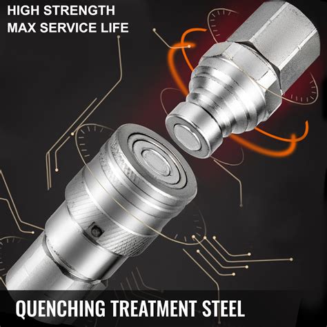 Buy VEVOR Flat Face Hydraulic Couplers 1/2 Body 1/2 NPT Thread, Skid ...