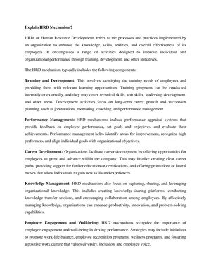 Framework for HRD Process - MBA 4 th Semester MBAHR04: Human Resource ...