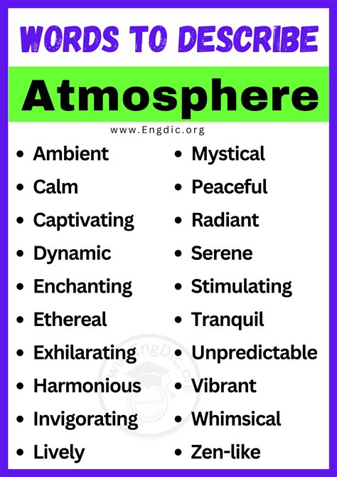 20+ Best Words to Describe Atmosphere, Adjectives for Atmosphere - EngDic