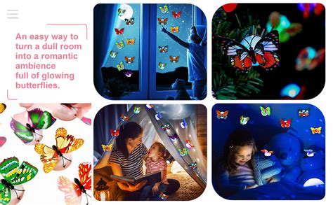 BRIGHTAIL INFRA Adhesive 3D Butterfly Plastic Sticker Walls LED Light ...