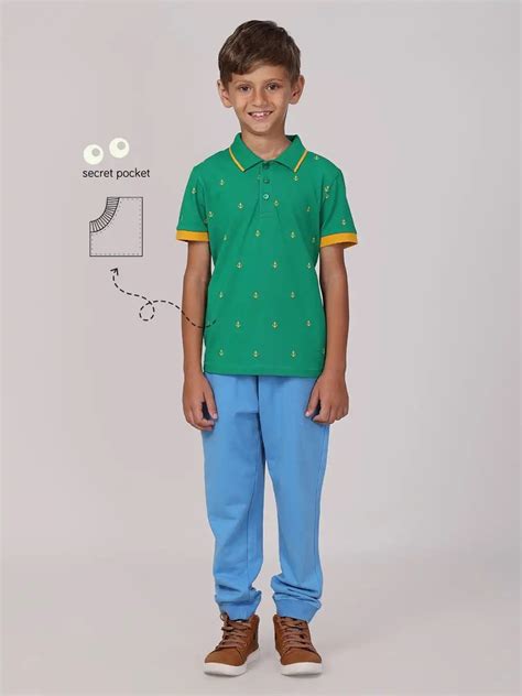 Buy Polo Shirt for Boys | Pilolo Anchor Print Polo Shirt