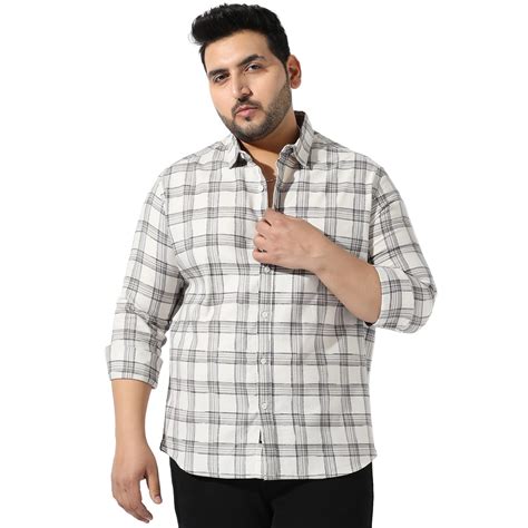 Instafab Plus Men's Moon Grey Tartan Plaid Shirt for Casual Wear ...