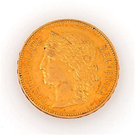 Suisse / Or De 20 Francs, Helvetica 1896 / B, — acheter en ligne aux ...