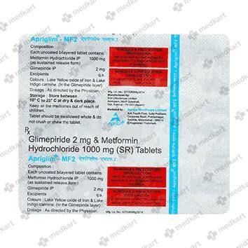 APRIGLIM MF 2MG TABLET 15'S Price, Uses, Side Effects & Substitutes ...