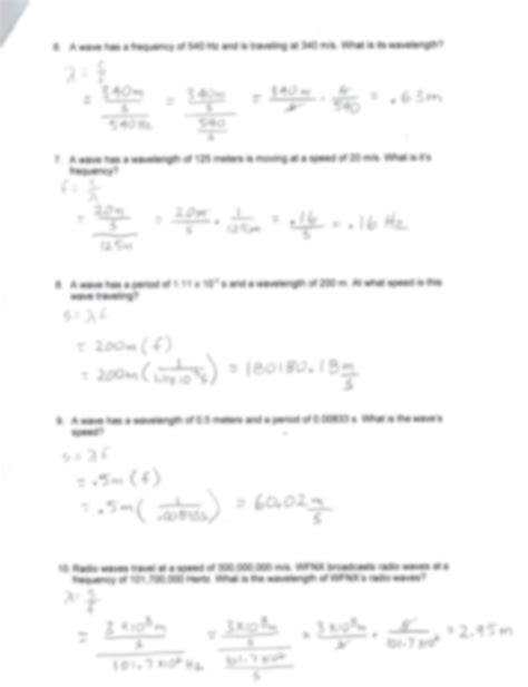 SOLUTION: Wave speed equation practice - Studypool - Worksheets Library