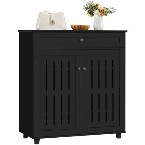 Yaheetech 4-Tier Shoe Storage Cabinet with Doors - Black India | Ubuy