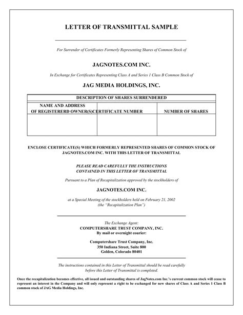 Free Printable Letter Of Transmittal Templates [Word, Excel]