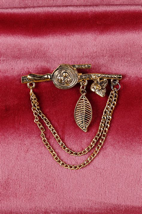 Royal Emblem Designer Gold Tone Brooch