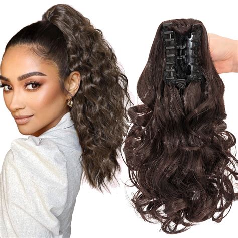 SEGO 14" Ponytail Extensions Claw Short Thick Wavy Curly Claw Clip in ...