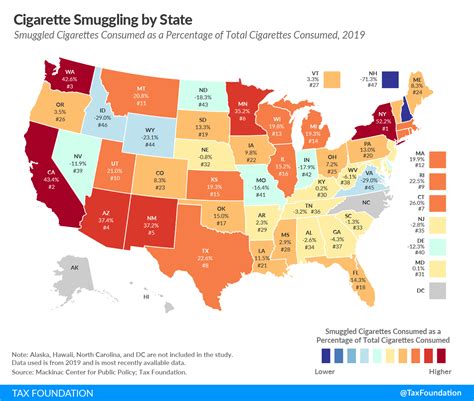 map of state cigarette tax rates