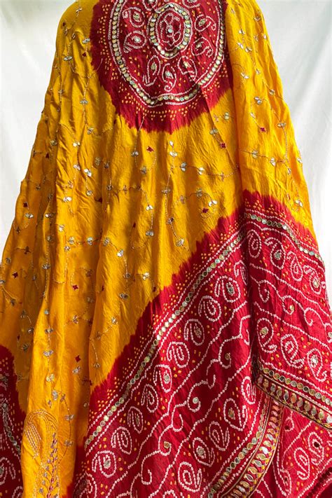 Peeliya Gota Patti Bandhani Dupatta on Silk – Naina Jain