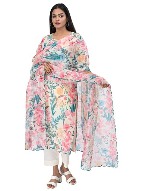 Floral Elegance Cotton Suit Set with Dupatta – Lovethnic