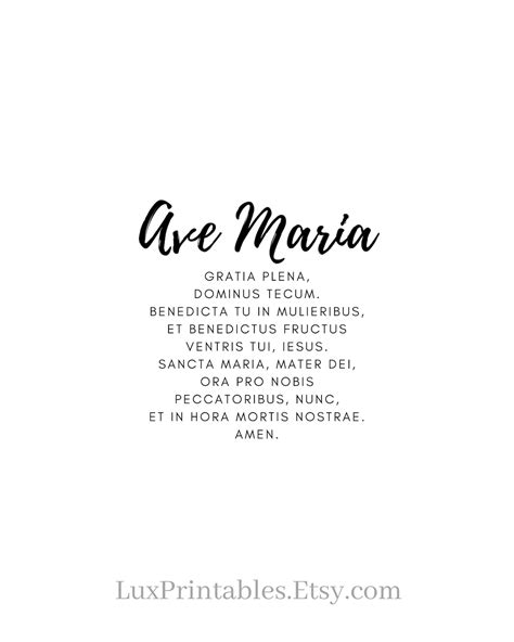 Ave Maria Latin Hail Mary Catholic Prayer | Instant DIGITAL Download ...