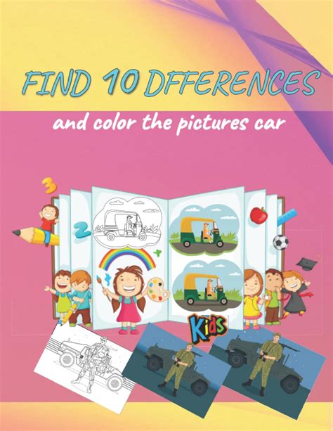 Buy Find 10 differences and color the pictures car: Activity Book for ...
