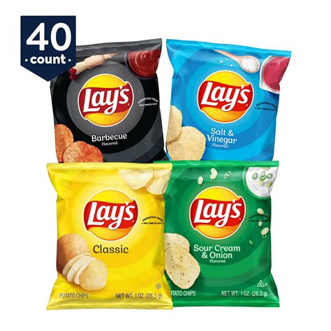 Lay's Potato Chips Variety Pack, 1 oz Bags, 40 Count - Walmart.com ...