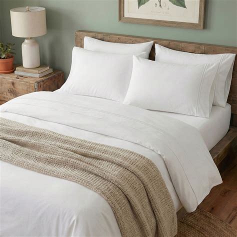 Organic Cotton 200TC White Embroidered Sheet Set – White on White ...