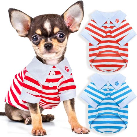 Amazon.com : 2 Pieces Dog Shirts for Small Dogs Boy Girl Stripe Dog ...
