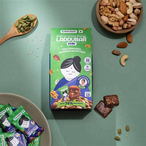Laddubar Mini Dryfruit Energy Bars | No Refined Sugar & Preservatives ...