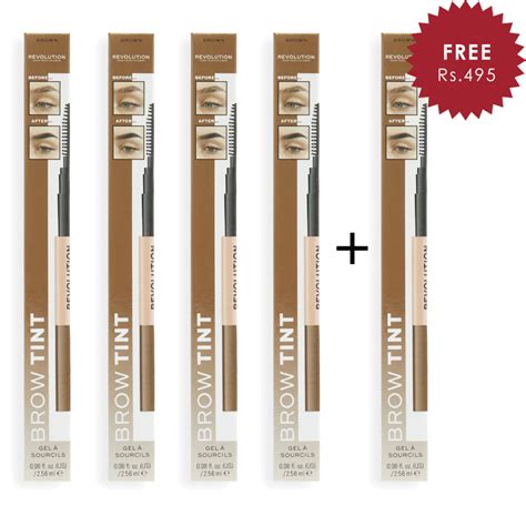 Makeup Revolution Colour Adapt Brow Tint Brown 4pc Set + 1 Full Size P ...