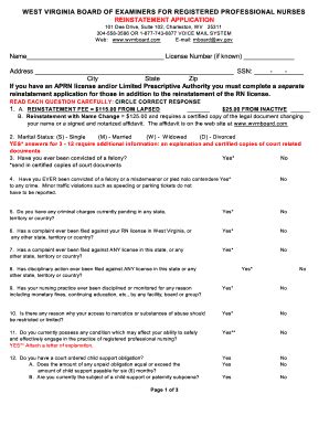 Fillable Online Print Reinstatement Application - West Virginia Board ...