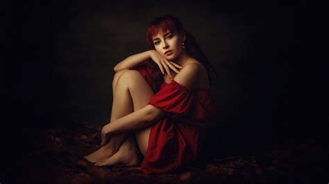 Girl Red Dress Sitting 5k Wallpaper,HD Girls Wallpapers,4k Wallpapers ...