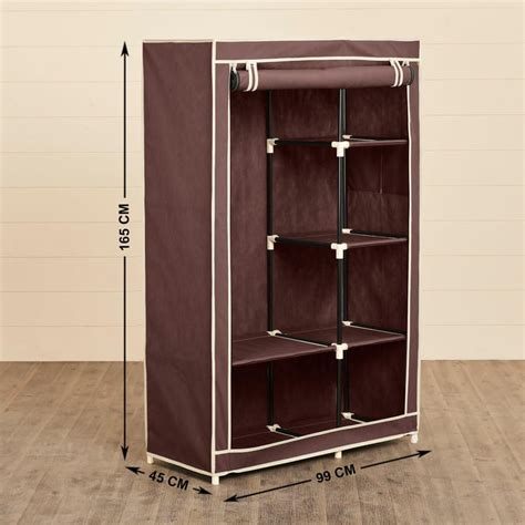 Buy Helios Primus Brown Fabric Collapsible One-Door Wardrobe With Six ...