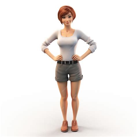 3d Smiling Anna Character Model With Short Hair And White Background ...