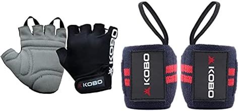 Buy Kobo WTG-05 Leather Gym Gloves, Large (Black) Power Wrist Weight ...