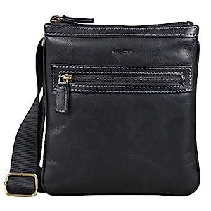MAI SOLI Men Cross Body Bag Leather 23 cms Black Messenger Bag (110-05 ...