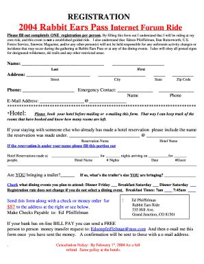 Fillable Online Rabbit Ears Ride Registration Form (PDF FILE) - 2004 ...