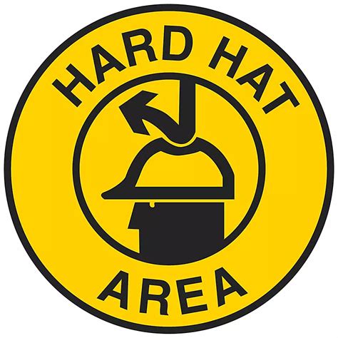 Warehouse Floor Sign - "Hard Hat Area", 17" Diameter S-20848 - ULINE