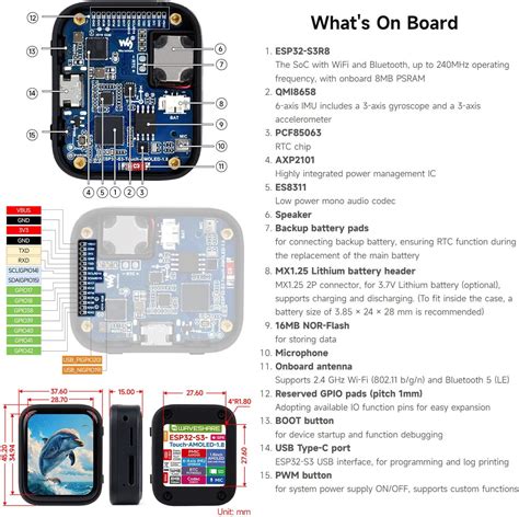 Waveshare ESP32-S3 1.8inch AMOLED Touch Display, India | Ubuy