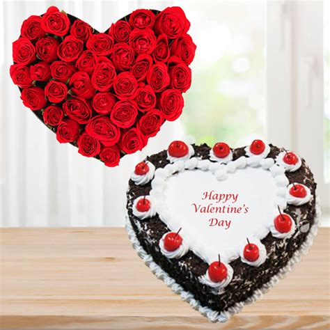 Love Combo - Heart Shaped Cake & Red Rose Arrangement