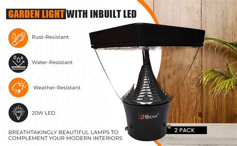 BENE Luna Garden Light, Plain Glass Fitted with Warm White 20W LED ...