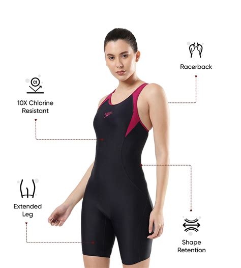 Buy Speedo Female Essential Panel Racer Back Legsuit True Navy-Berry ...